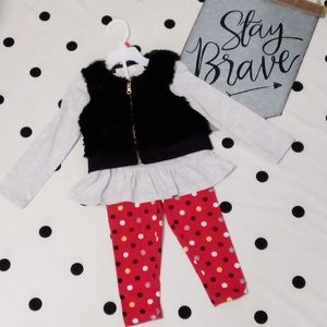 3 Piece Holiday Outfit Featuring Fur Vest